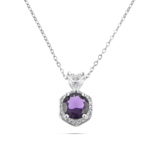 Κολιέ με ζιργκόν Mar and Mar Alice (Silver) από ανοξείδωτο ατσάλι
