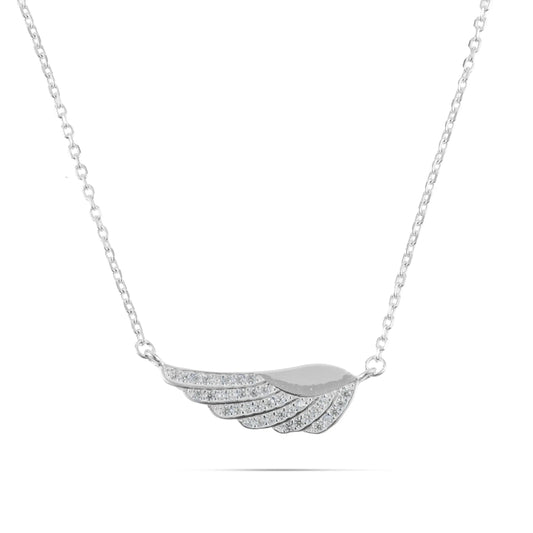 Κολιέ φτερό αγγέλου με πέτρες ζιργκόν Mar and Mar Angel Feather (Silver) από ασήμι 925