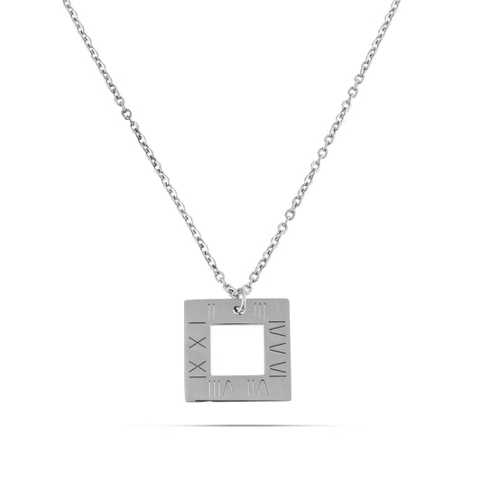 Κολιέ κύβος Mar and Mar Latin Numbers (Silver) από ανοξείδωτο ατσάλι