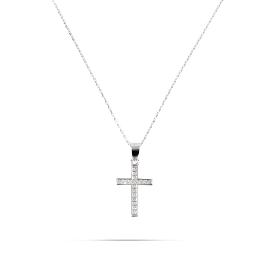 Κολιέ σταυρός με πέτρες ζιργκόν Mar and Mar Calder Cross από ασήμι 925