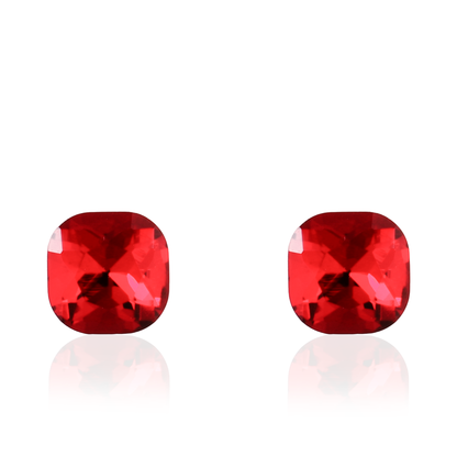 Σκουλαρίκια καρφωτά με ζιργκόν Mar and Mar Cube Studs (Red) από ανοξείδωτο ατσάλι