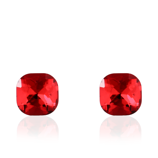 Σκουλαρίκια καρφωτά με ζιργκόν Mar and Mar Cube Studs (Red) από ανοξείδωτο ατσάλι
