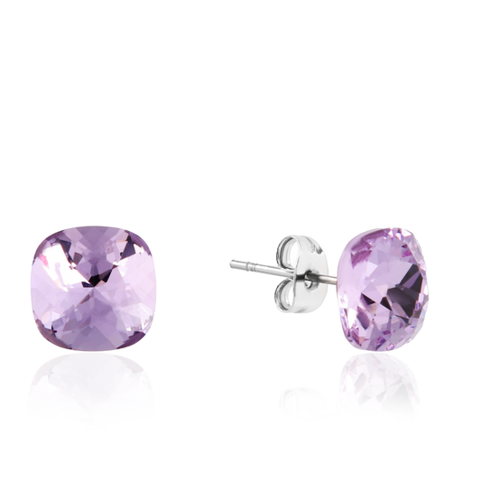Σκουλαρίκια καρφωτά με ζιργκόν Mar and Mar Cube Studs (Purple) από ανοξείδωτο ατσάλι
