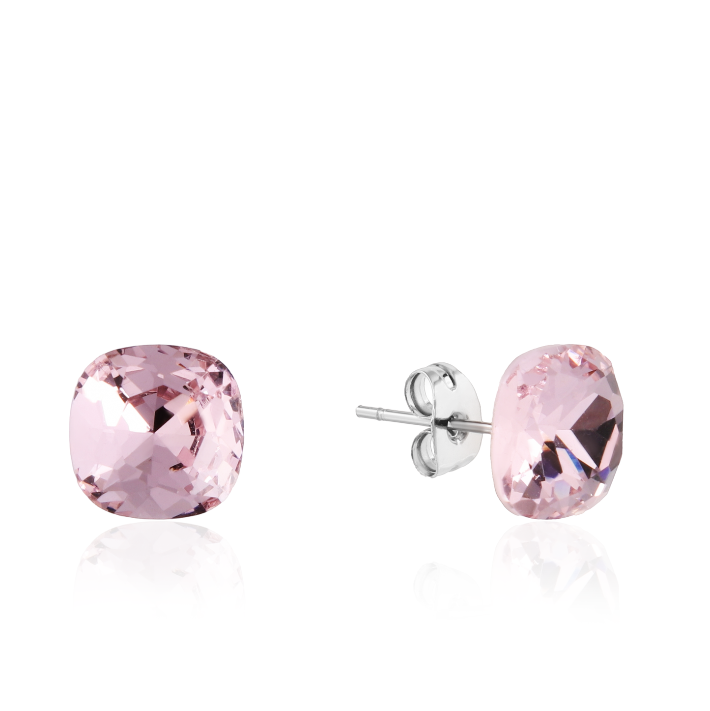 Σκουλαρίκια καρφωτά με ζιργκόν Mar and Mar Cube Studs (Pink) από ανοξείδωτο ατσάλι