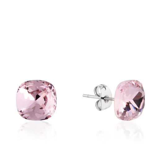 Σκουλαρίκια καρφωτά με ζιργκόν Mar and Mar Cube Studs (Pink) από ανοξείδωτο ατσάλι