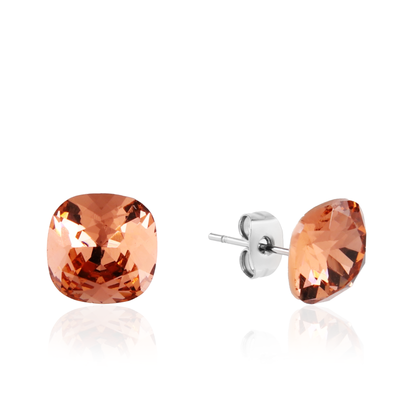 Σκουλαρίκια καρφωτά με ζιργκόν Mar and Mar Cube Studs (Peach) από ανοξείδωτο ατσάλι