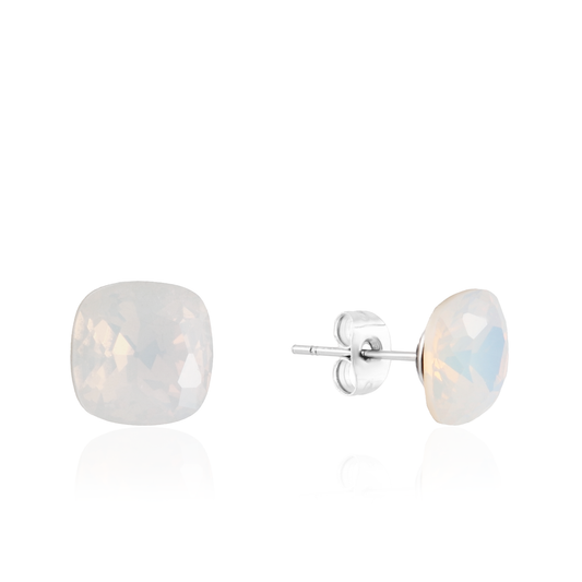 Σκουλαρίκια καρφωτά με ζιργκόν Mar and Mar Cube Studs (Pearl White) από ανοξείδωτο ατσάλι