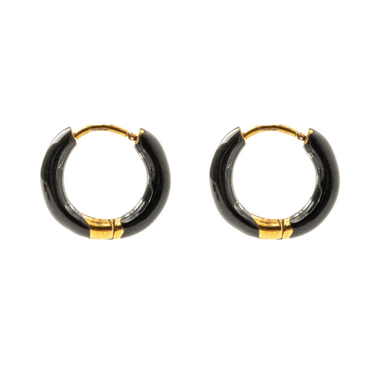 Σκουλαρίκια κρίκοι χρωματιστοί Mar and Mar Elvy Hoops (Black) από ανοξείδωτο ατσάλι