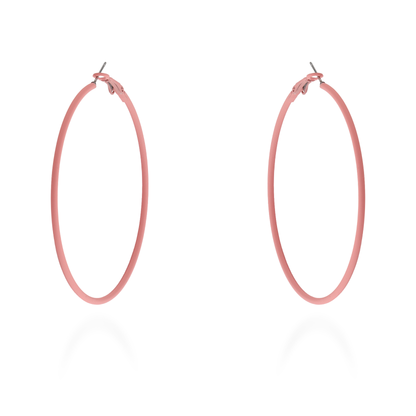 Σκουλαρίκια κρίκοι σε ροζ χρώμα Mar & Mar Funky Hoops (Pink)