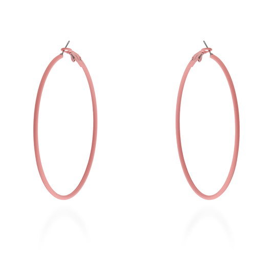 Σκουλαρίκια κρίκοι σε ροζ χρώμα Mar & Mar Funky Hoops (Pink)