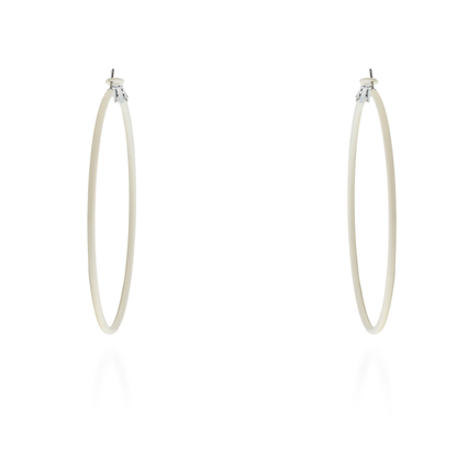 Σκουλαρίκια κρίκοι σε λευκό χρώμα Mar & Mar Funky Hoops (White)