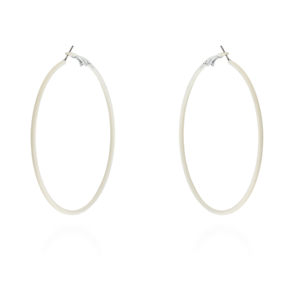 Σκουλαρίκια κρίκοι σε λευκό χρώμα Mar & Mar Funky Hoops (White)
