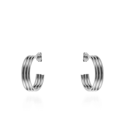 Σκουλαρίκια κρίκοι Mar and Mar Cillian (Silver) από ανοξείδωτο ατσάλι