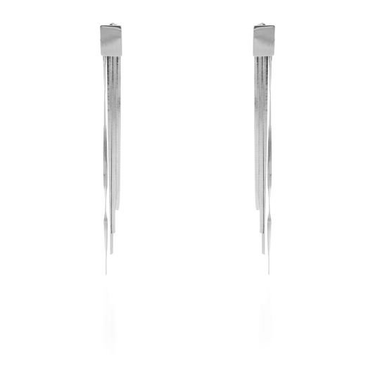 Σκουλαρίκια κρεμαστά Mar and Mar Bennita Rectangle (Silver) από ανοξείδωτο ατσάλι