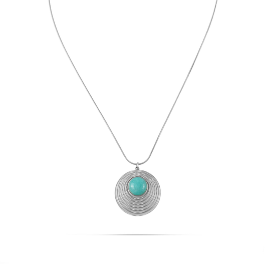 Κολιέ με ορυκτό πέτρωμα Mar and Mar Regina (Silver) από ανοξείδωτο ατσάλι