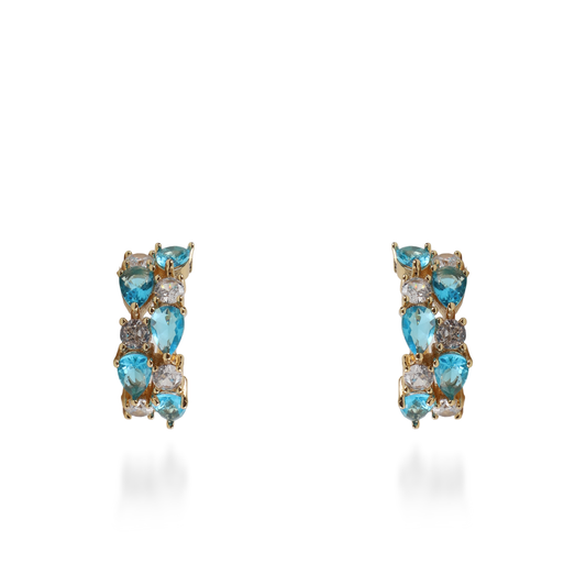 Σκουλαρίκια κρίκοι με πέτρες ζιργκόν Kailey (Light Blue)