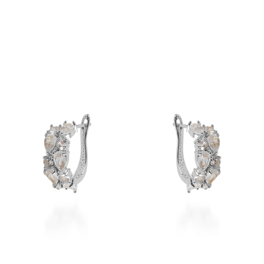Σκουλαρίκια κρίκοι με πέτρες ζιργκόν Kailey Silver (White)