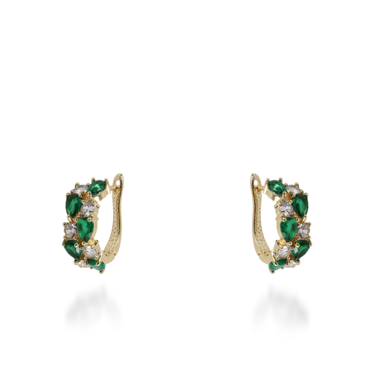 Σκουλαρίκια κρίκοι με πέτρες ζιργκόν Kailey (Green)