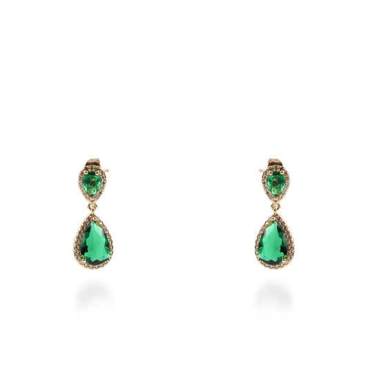 Σκουλαρίκια κρεμαστά με πέτρες ζιργκόν Diana (Green)