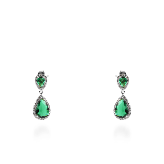 Σκουλαρίκια κρεμαστά με πέτρες ζιργκόν Diana (Green)