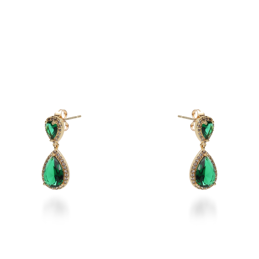 Σκουλαρίκια κρεμαστά με πέτρες ζιργκόν Diana (Green)