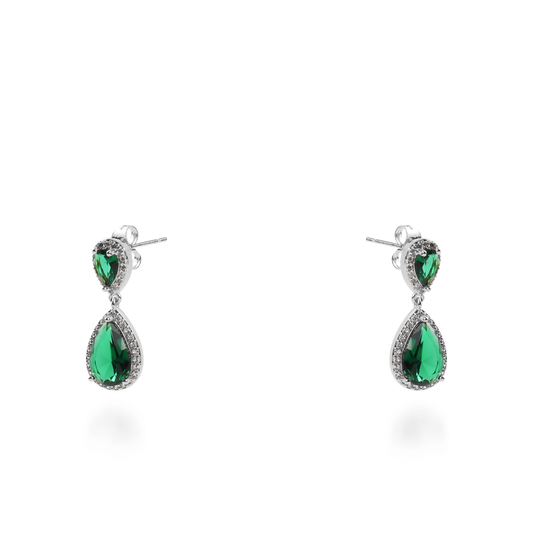 Σκουλαρίκια κρεμαστά με πέτρες ζιργκόν Diana (Green)