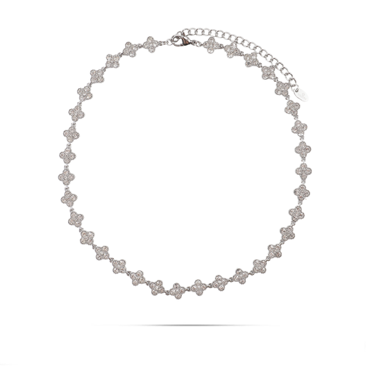 Κολιέ choker με πέτρες ζιργκόν Mar and Mar Athena Flower από ανοξείδωτο ατσάλι
