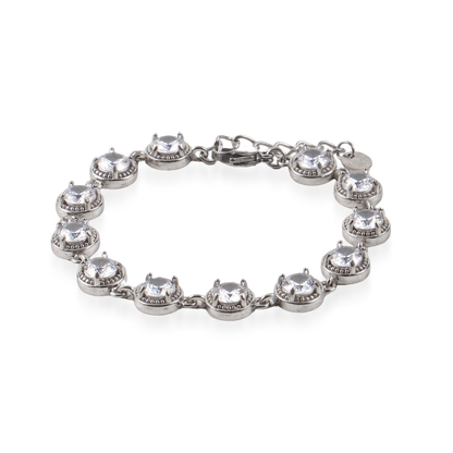 Αλυσίδα χεριού με ζιργκόν Mar and Mar Crystal Round III Silver από ανοξείδωτο ατσάλι