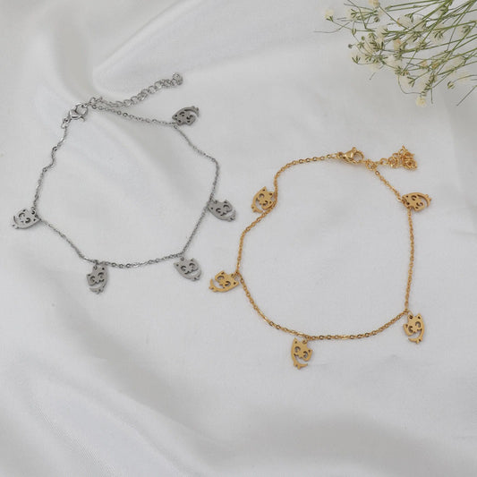 Αλυσίδα ποδιού με κουκουβάγια Mar and Mar Yalin Owl Anklet από ανοξείδωτο ατσάλι