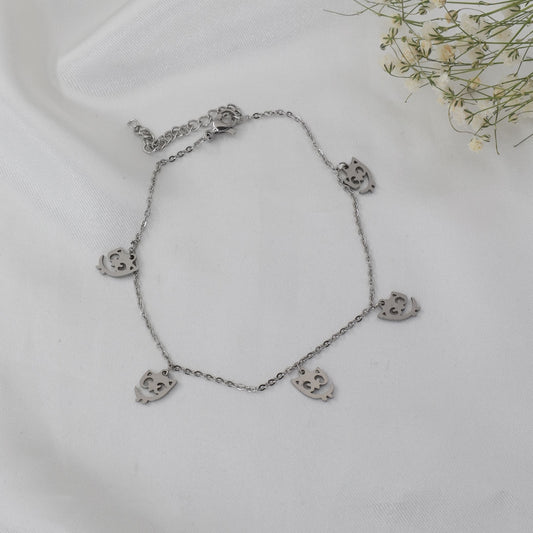 Αλυσίδα ποδιού με κουκουβάγια Mar and Mar Yalin Owl Anklet από ανοξείδωτο ατσάλι