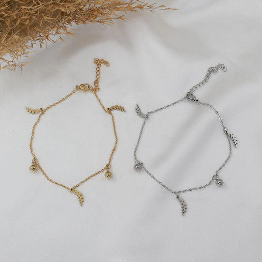 Αλυσίδα ποδιού με φύλλα Mar and Mar Yalin Leaf Anklet από ανοξείδωτο ατσάλι