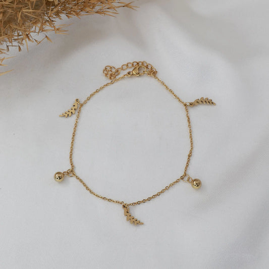 Αλυσίδα ποδιού με φύλλα Mar and Mar Yalin Leaf Anklet από ανοξείδωτο ατσάλι