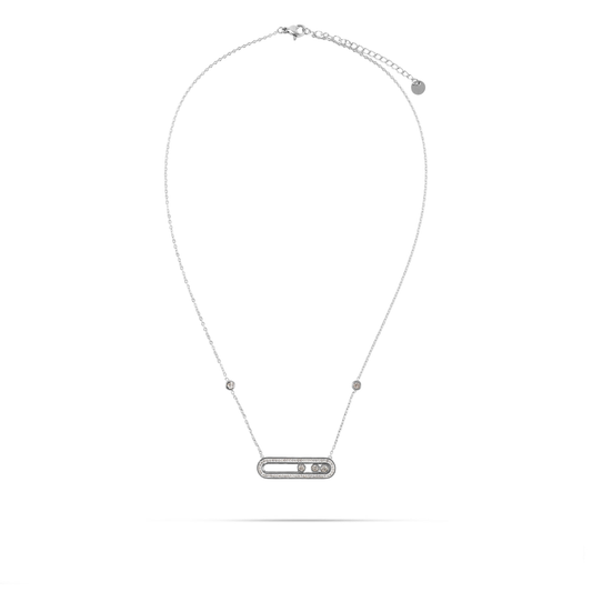 Κολιέ με πέτρες ζιργκόν Mar and Mar Palvia Sparkle Silver από ανοξείδωτο ατσάλι