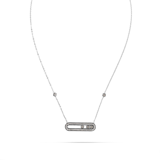 Κολιέ με πέτρες ζιργκόν Mar and Mar Palvia Sparkle Silver από ανοξείδωτο ατσάλι