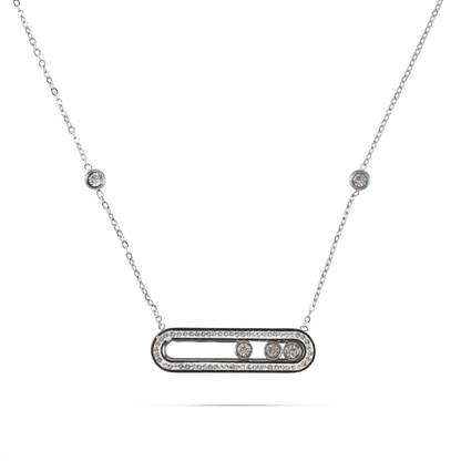 Κολιέ με πέτρες ζιργκόν Mar and Mar Palvia Sparkle Silver από ανοξείδωτο ατσάλι