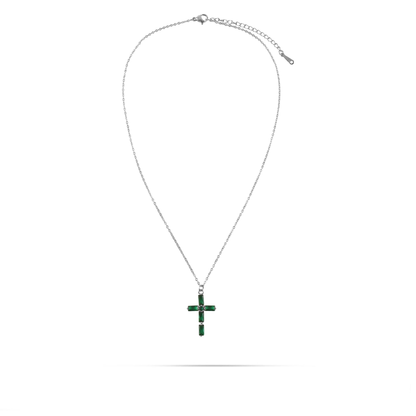 Κολιέ με σταυρό και πέτρες ζιργκόν Mar and Mar Perdita Cross (Silver) από ανοξείδωτο ατσάλι