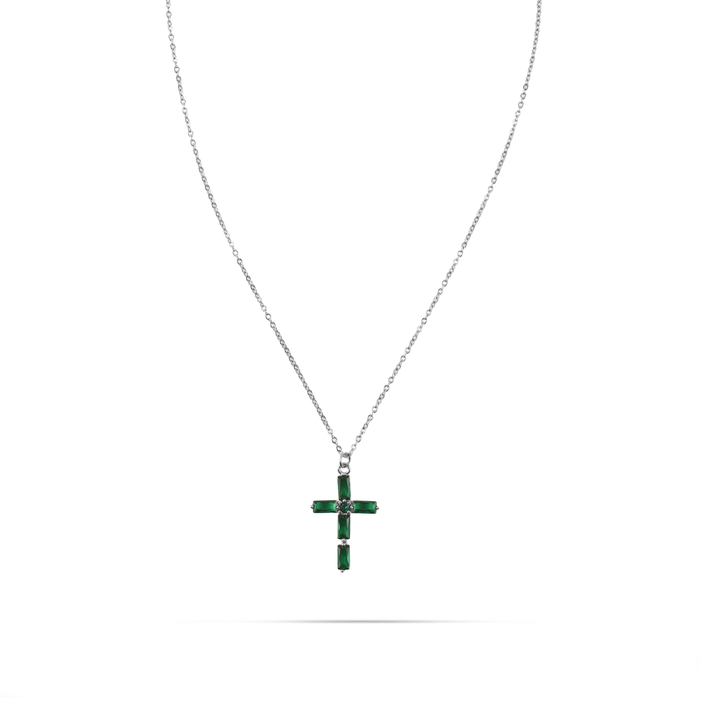 Κολιέ με σταυρό και πέτρες ζιργκόν Mar and Mar Perdita Cross (Silver) από ανοξείδωτο ατσάλι