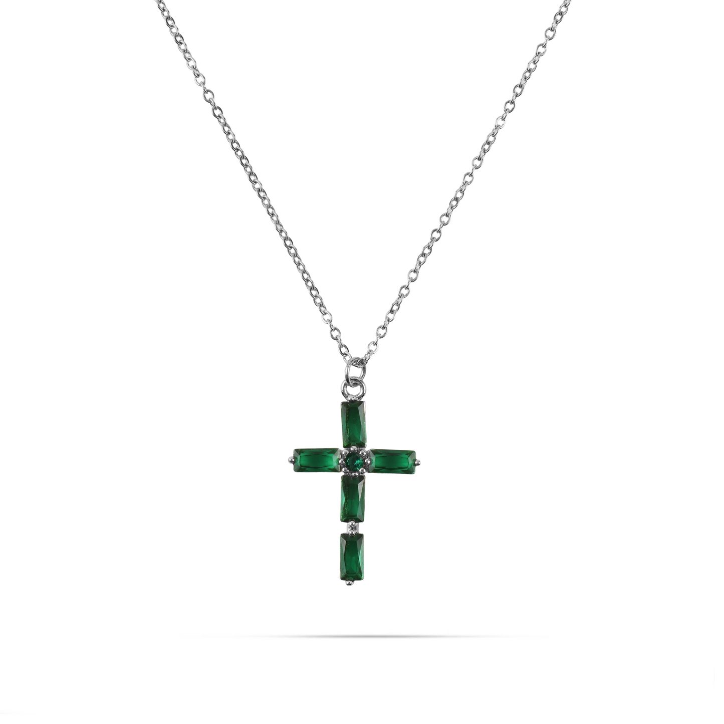 Κολιέ με σταυρό και πέτρες ζιργκόν Mar and Mar Perdita Cross (Silver) από ανοξείδωτο ατσάλι