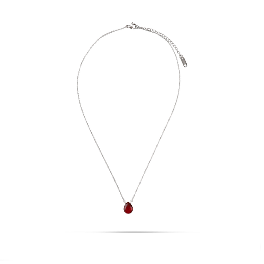 Κολιέ δάκρυ με πέτρες ζιργκόν Mar and Mar Renata Petite (Red) από ανοξείδωτο ατσάλι