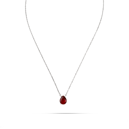 Κολιέ δάκρυ με πέτρες ζιργκόν Mar and Mar Renata Petite (Red) από ανοξείδωτο ατσάλι