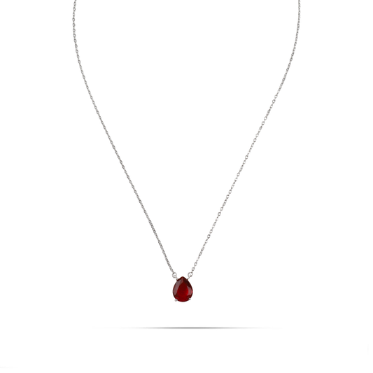 Κολιέ δάκρυ με πέτρες ζιργκόν Mar and Mar Renata Petite (Red) από ανοξείδωτο ατσάλι