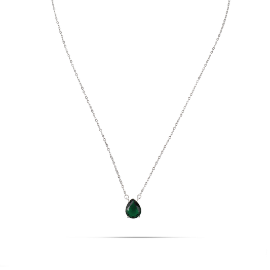 Κολιέ δάκρυ με πέτρες ζιργκόν Mar and Mar Renata Petite (Green) από ανοξείδωτο ατσάλι