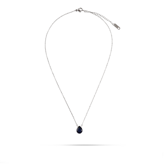 Κολιέ δάκρυ με πέτρες ζιργκόν Mar and Mar Renata Petite (Blue) από ανοξείδωτο ατσάλι