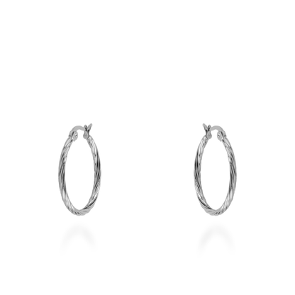 Σκουλαρίκια κρίκοι Mar and Mar Jayla (3 cm-Silver) από ανοξείδωτο ατσάλι