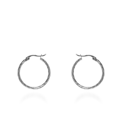 Σκουλαρίκια κρίκοι Mar and Mar Jayla (3 cm-Silver) από ανοξείδωτο ατσάλι