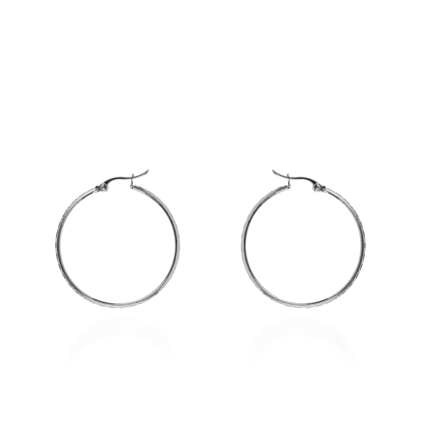 Σκουλαρίκια κρίκοι Mar and Mar Acrol (3,5 cm-Silver) από ανοξείδωτο ατσάλι