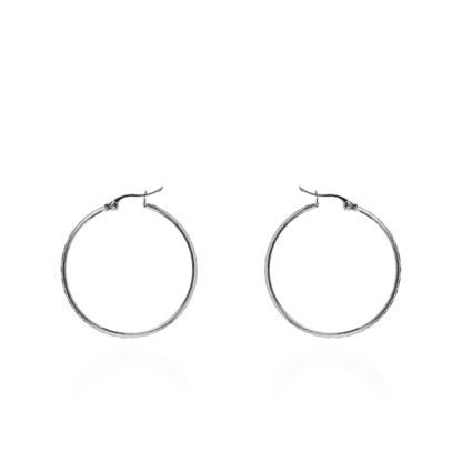 Σκουλαρίκια κρίκοι Mar and Mar Acrol (3,5 cm-Silver) από ανοξείδωτο ατσάλι