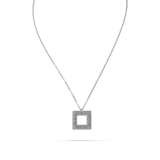 Κολιέ κύβος Mar and Mar Latin Numbers (Silver) από ανοξείδωτο ατσάλι