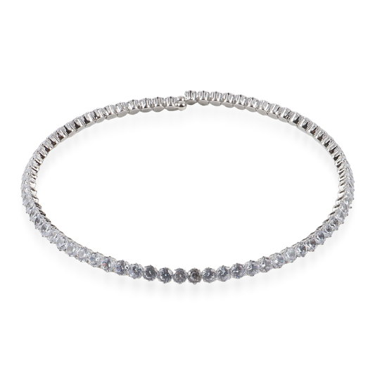 Choker με πέτρες ζιργκόν σε λευκό χρώμα Mar and Mar Tennis Choker (White-Silver)