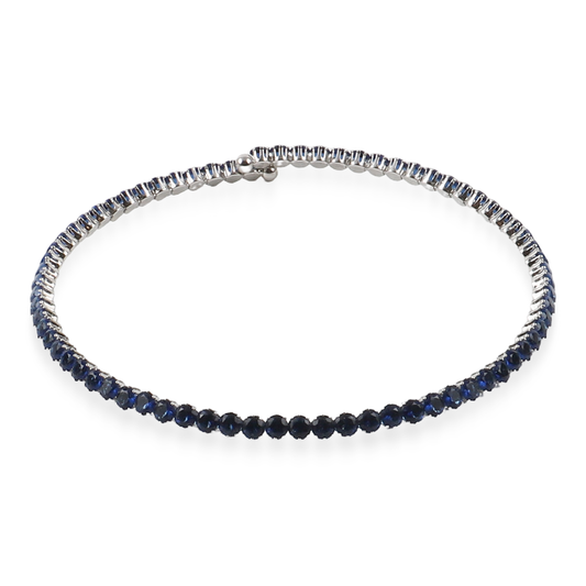 Choker με πέτρες ζιργκόν σε μπλε χρώμα Mar and Mar Tennis Choker (Blue-Silver)